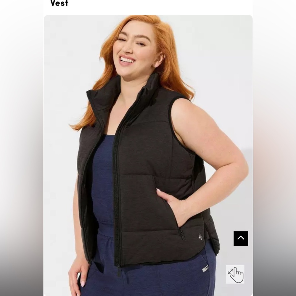 Torrid Active Black Puffer Vest Size 1